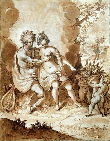 Apollo and Ceres, 1605 (pencil, w/c and white highlighting on de Wolfgang Kilian