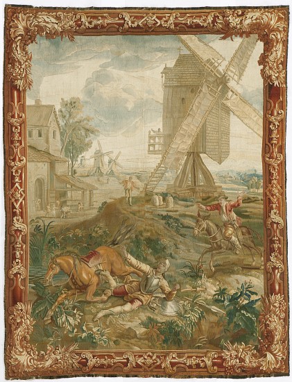 Don Quixote Fighting the Windmill de Workshop of Urbanus Leyniers and Daniel Leyniers II