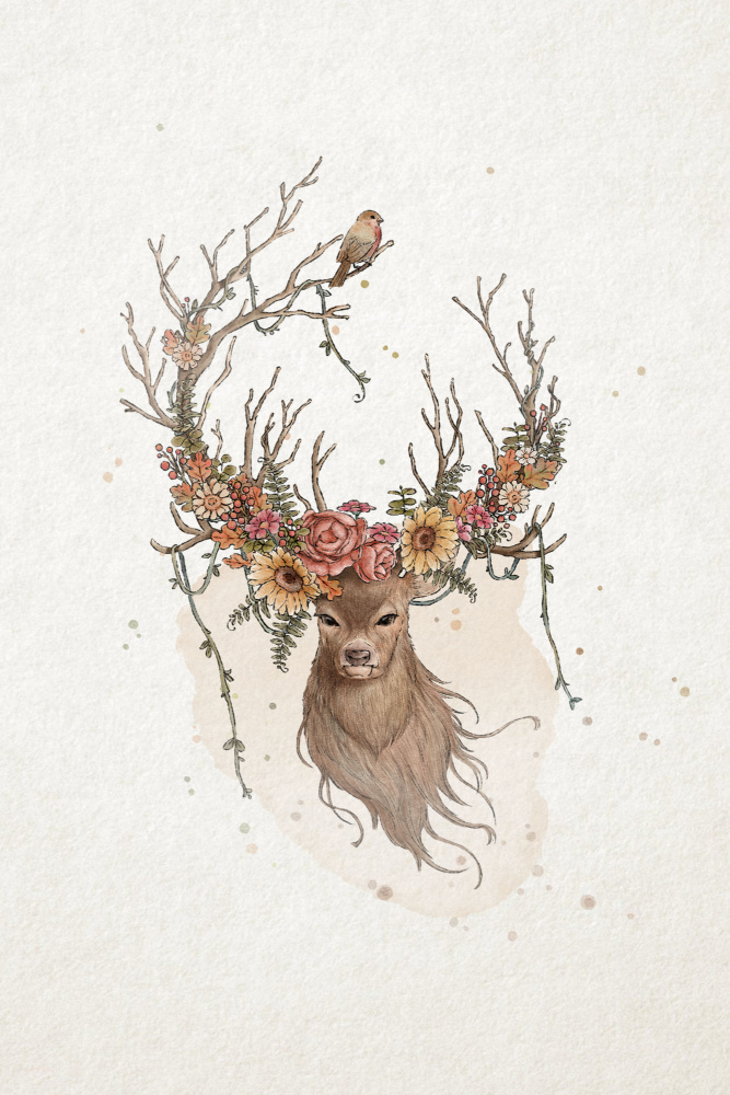 Deer and flowers de Xuan Thai