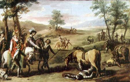 Don Quixote falls from his horse in front of the Dukes (pair of 82436) de Zacarias Gonzalez Velazquez
