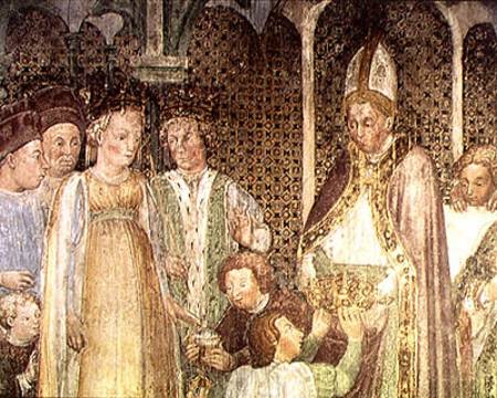 Queen Theodolinda and Pope Gregory the Great (c.540-604) Exchanging Gifts de Zavattari  Family