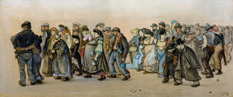 Zille / Spandau Workers  March / 1906 de Heinrich Zille