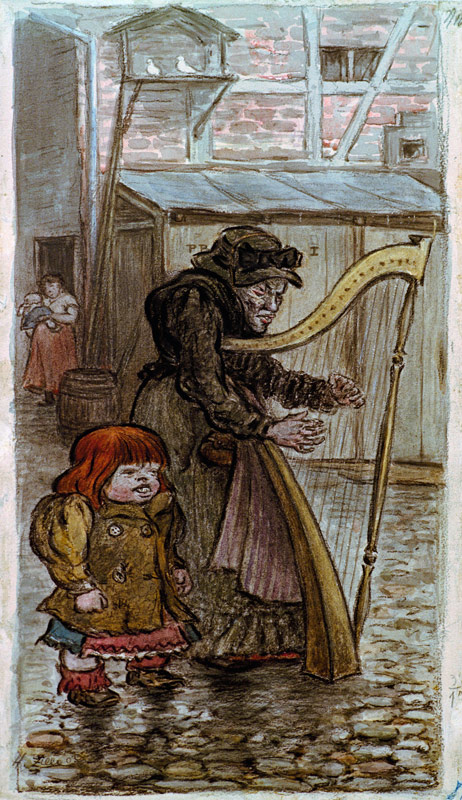 Zille / The Harp Lady / 1903 de Heinrich Zille