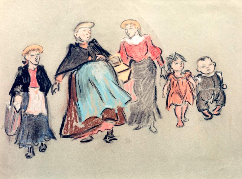 H.Zille, Mutter und Kinder de Heinrich Zille