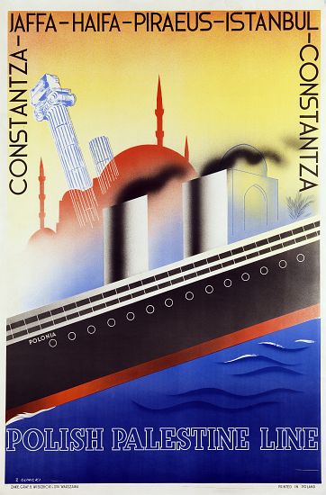 Poster advertising the Polish Palestine Line de Zygmunt Glinicki